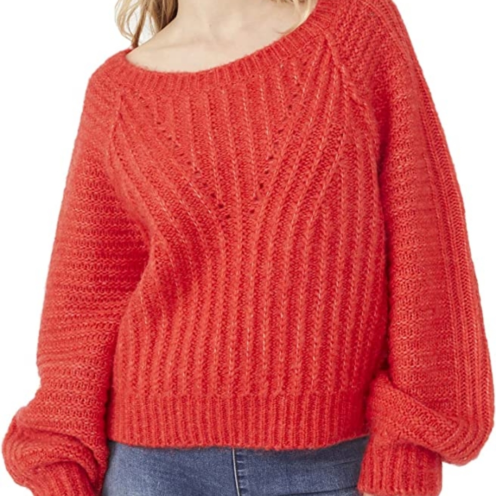 NWT FREE PEOPLE CARTER PULLOVER  SLOUCHY CROPPED SWEATER (LRG)